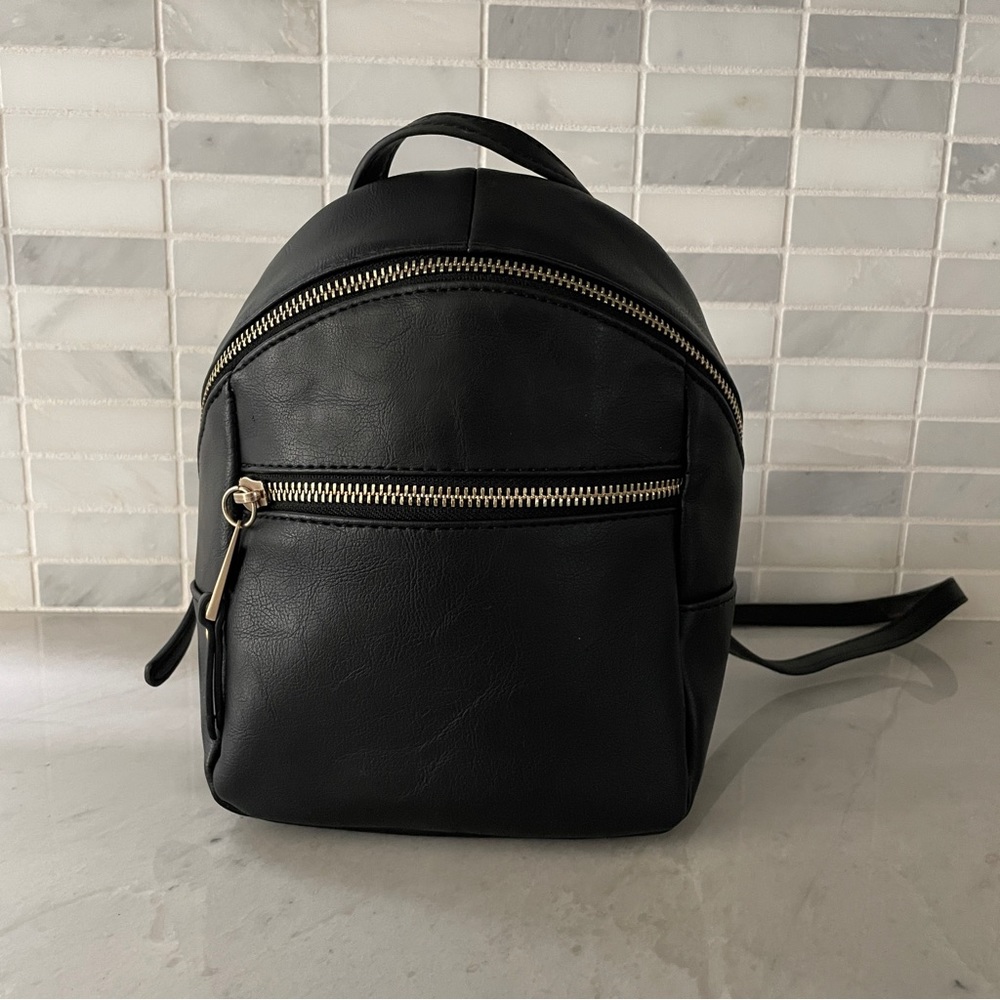 Faux leather convertible mini backpack